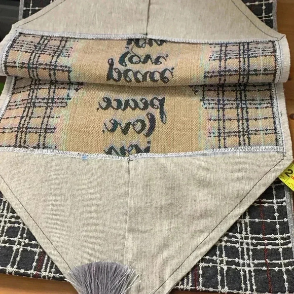 Holiday Table Runner Gray w white,red and green. 70” long - Picture 7 of 7